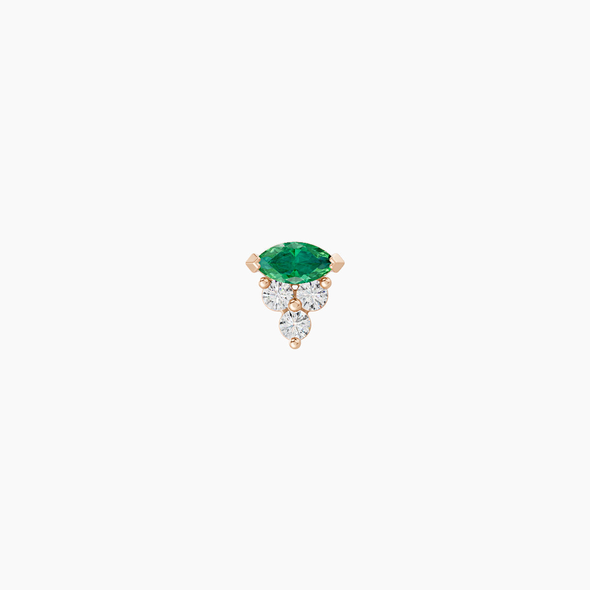 Oya | 18k Rose Gold 8 mm 4 mm Emerald & Diamond Piercing