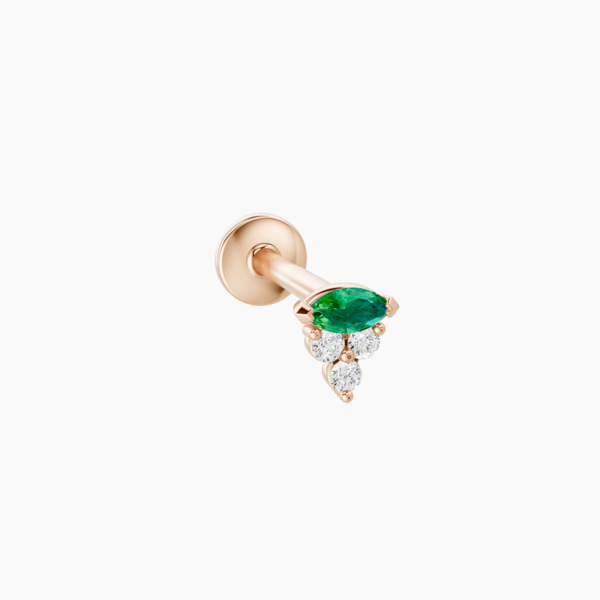 Oya | 18k Rose Gold 8 mm 4 mm Emerald & Diamond Piercing