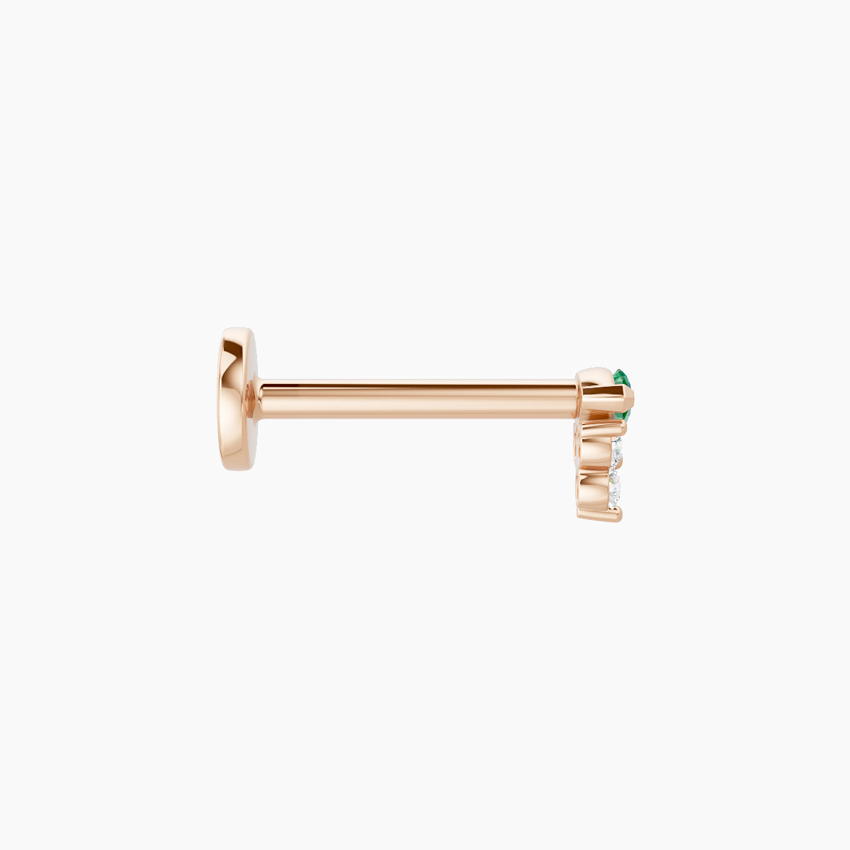 Oya | 18k Rose Gold 8 mm 4 mm Emerald & Diamond Piercing