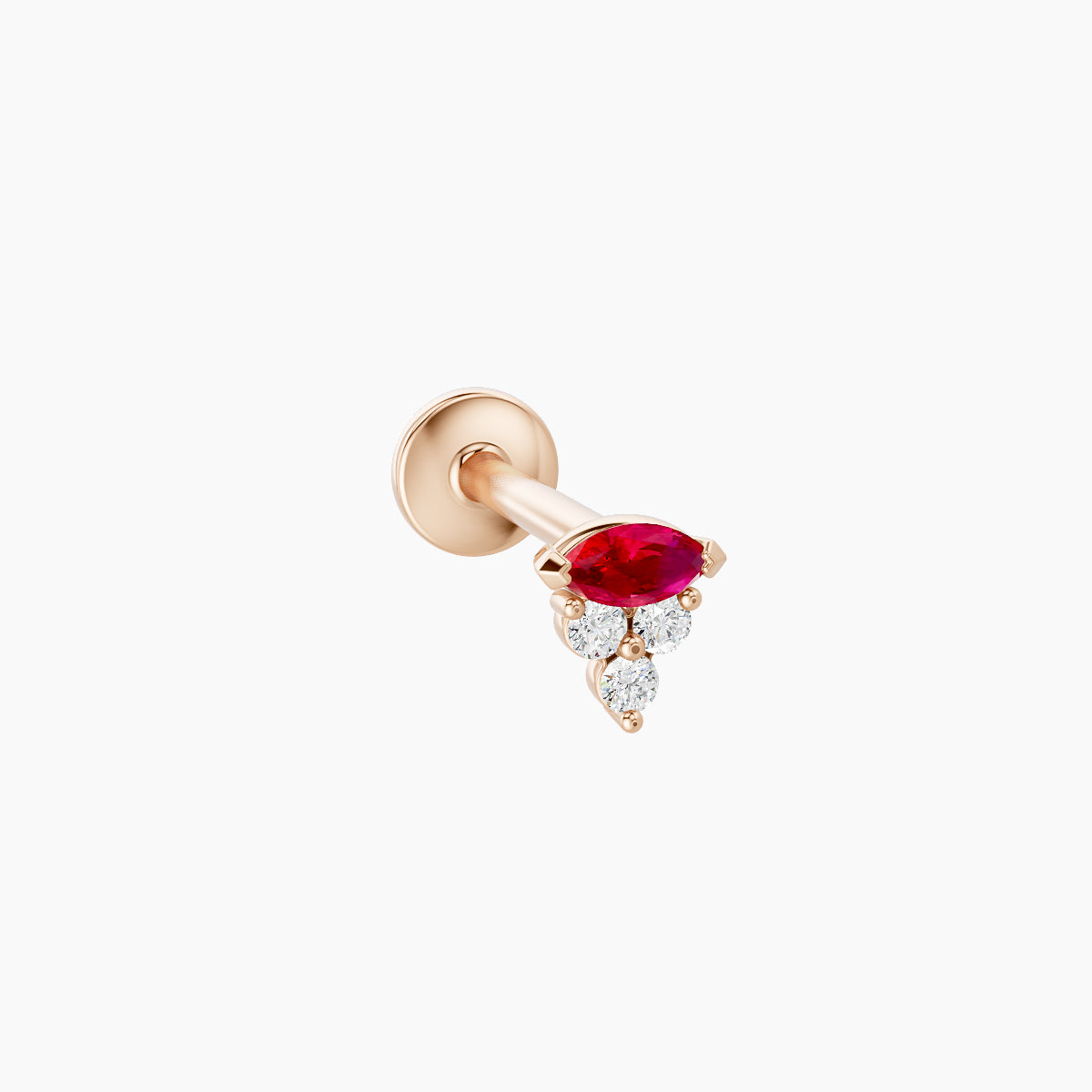 Oya | 18k Rose Gold 8 mm 4 mm Ruby & Diamond Piercing