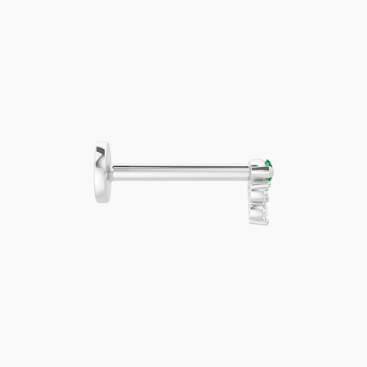 Oya | 18k White Gold 8 mm 4 mm Emerald & Diamond Piercing