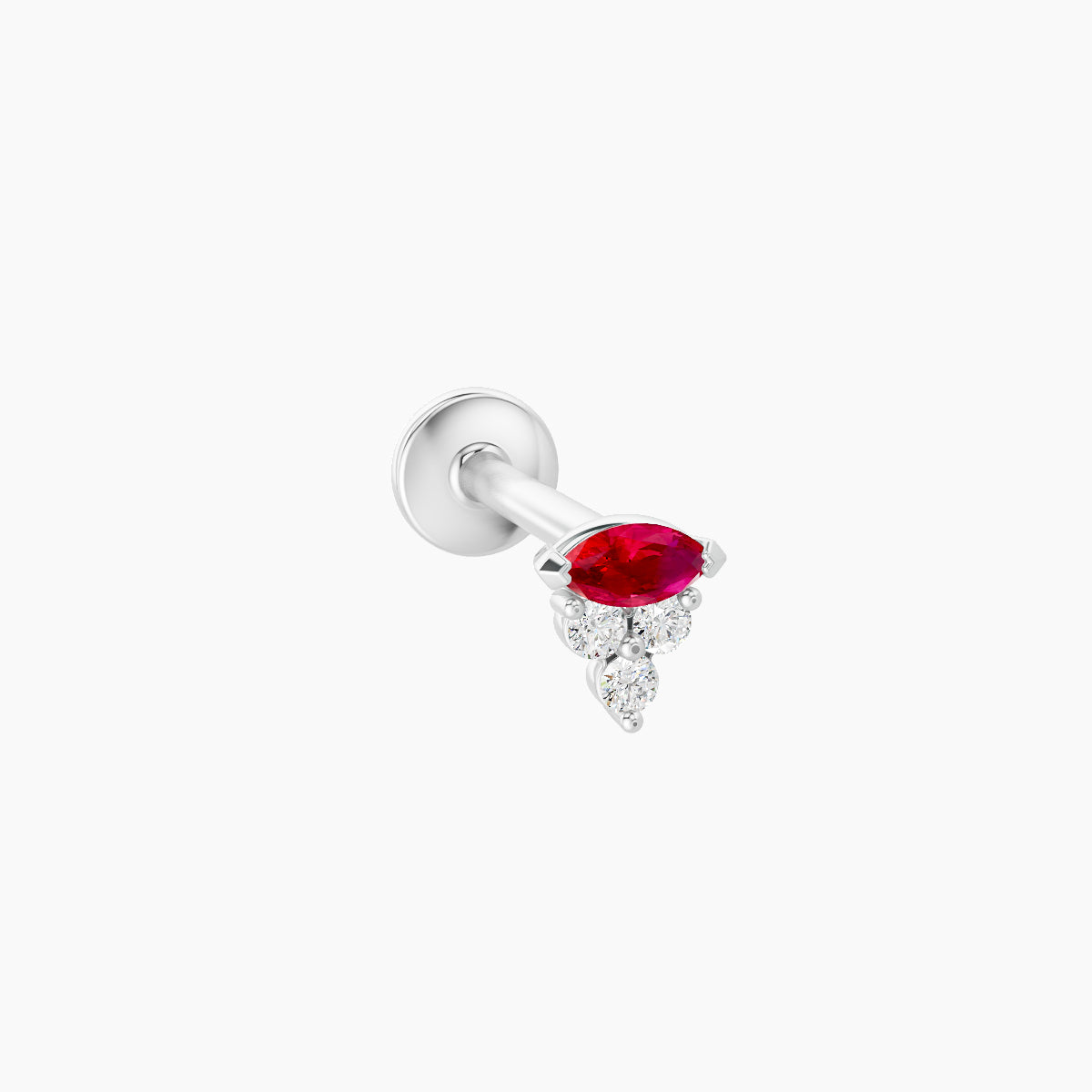 Oya | 18k White Gold 8 mm 4 mm Ruby & Diamond Piercing