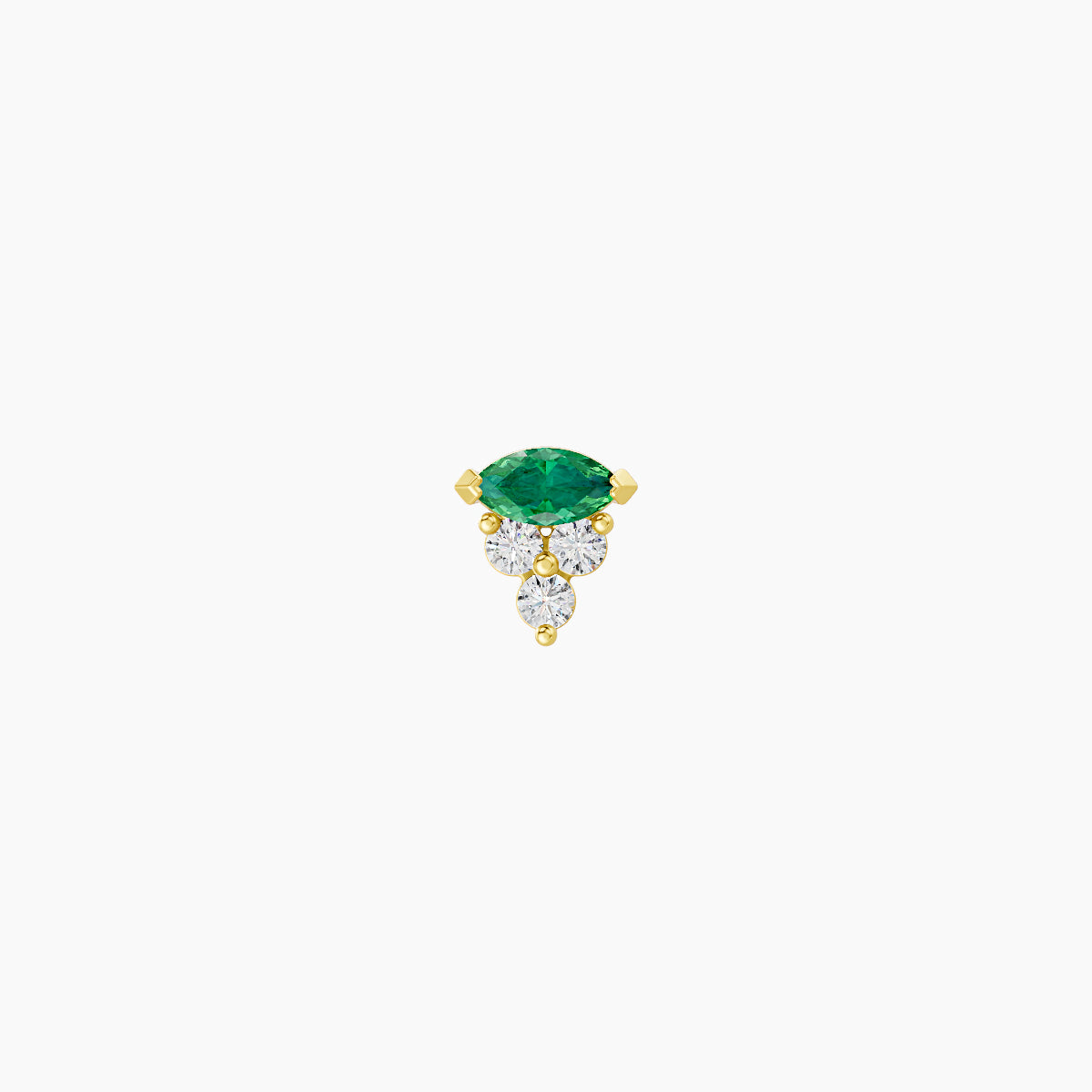 Oya | 18k Yellow Gold 8 mm 4 mm Emerald & Diamond Piercing