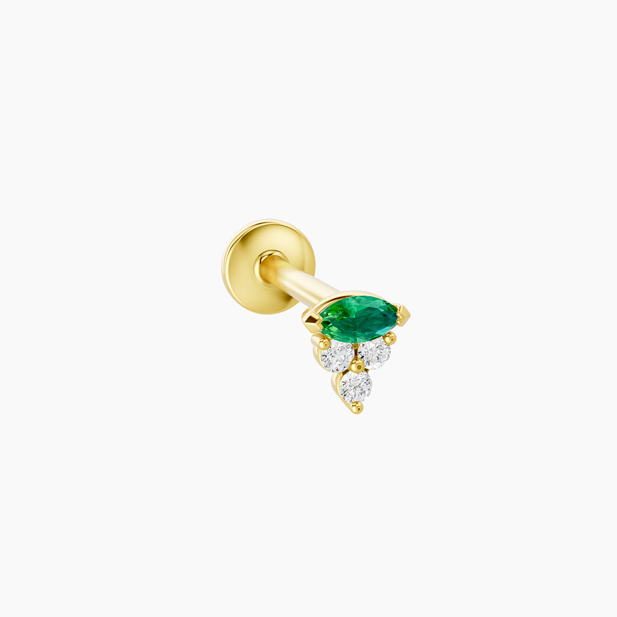 Oya | 18k Yellow Gold 8 mm 4 mm Emerald & Diamond Piercing