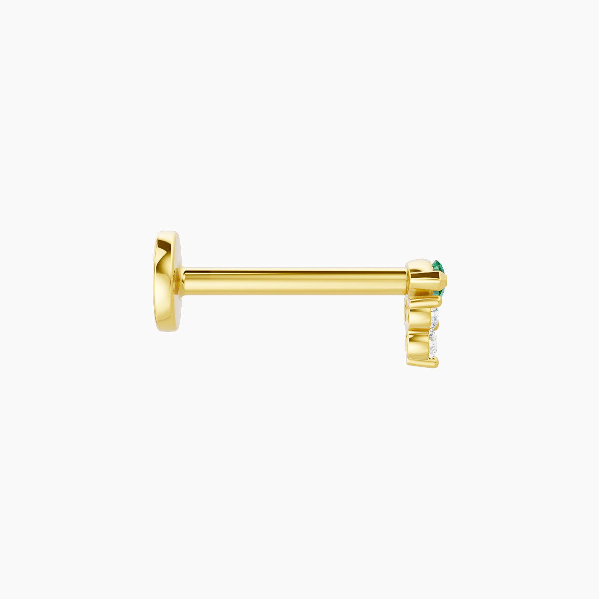 Oya | 18k Yellow Gold 8 mm 4 mm Emerald & Diamond Piercing