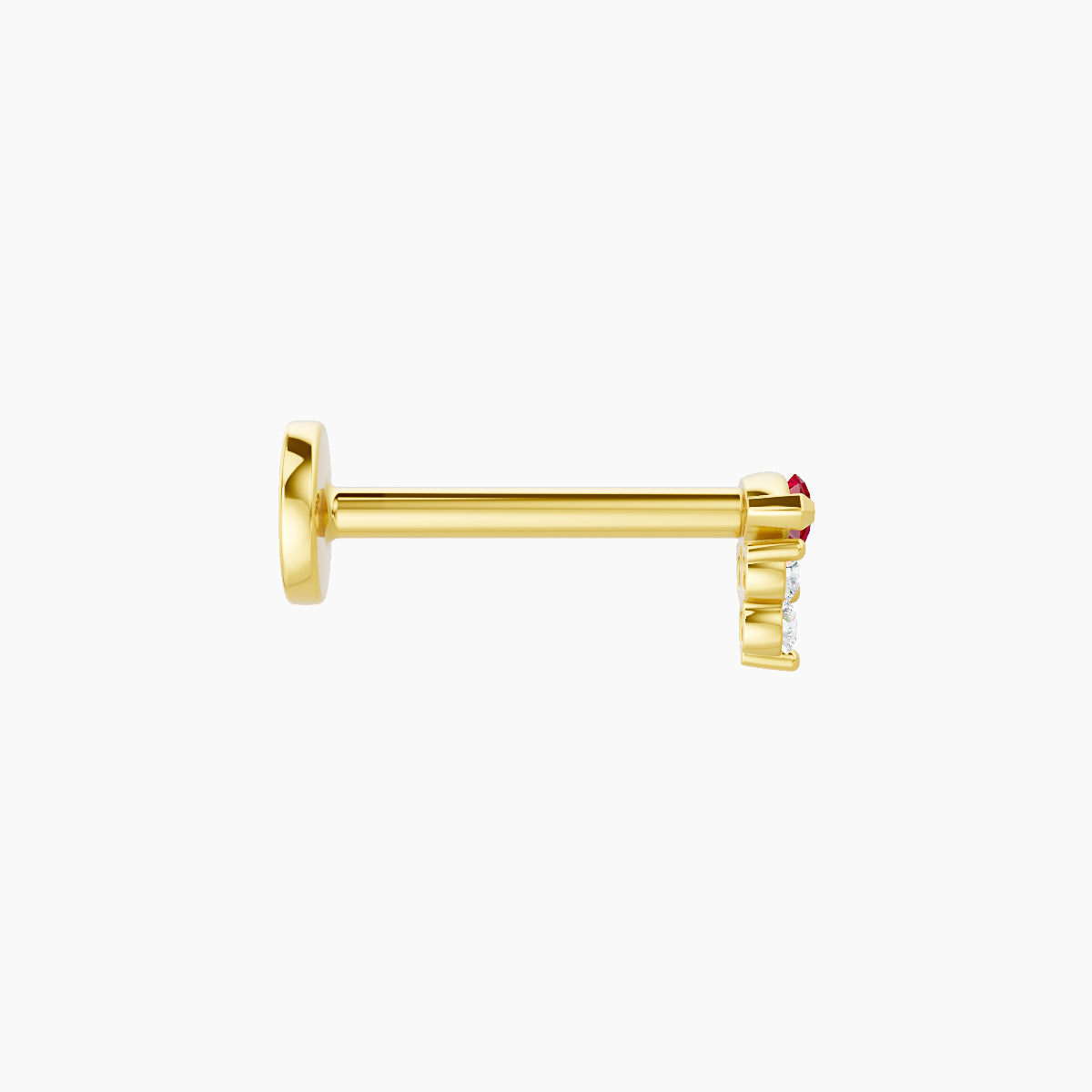 Oya | 18k Yellow Gold 8 mm 4 mm Ruby & Diamond Piercing
