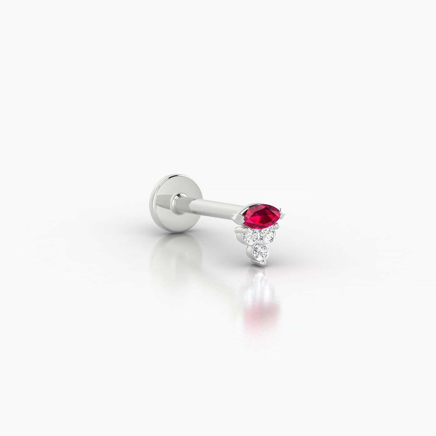 Oya | 18k White Gold 8 mm 4 mm Ruby & Diamond Piercing