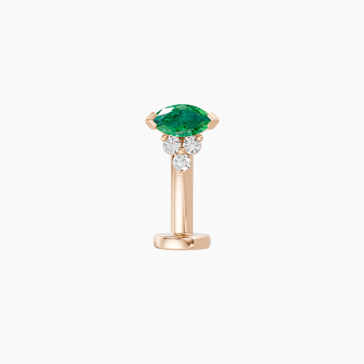 Oya | 18k Rose Gold 10 mm 5 mm Emerald & Diamond Floating Navel Piercing