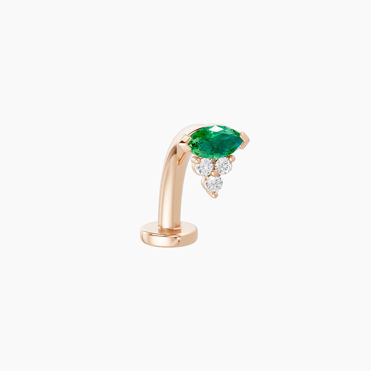 Oya | 18k Rose Gold 10 mm 5 mm Emerald & Diamond Floating Navel Piercing