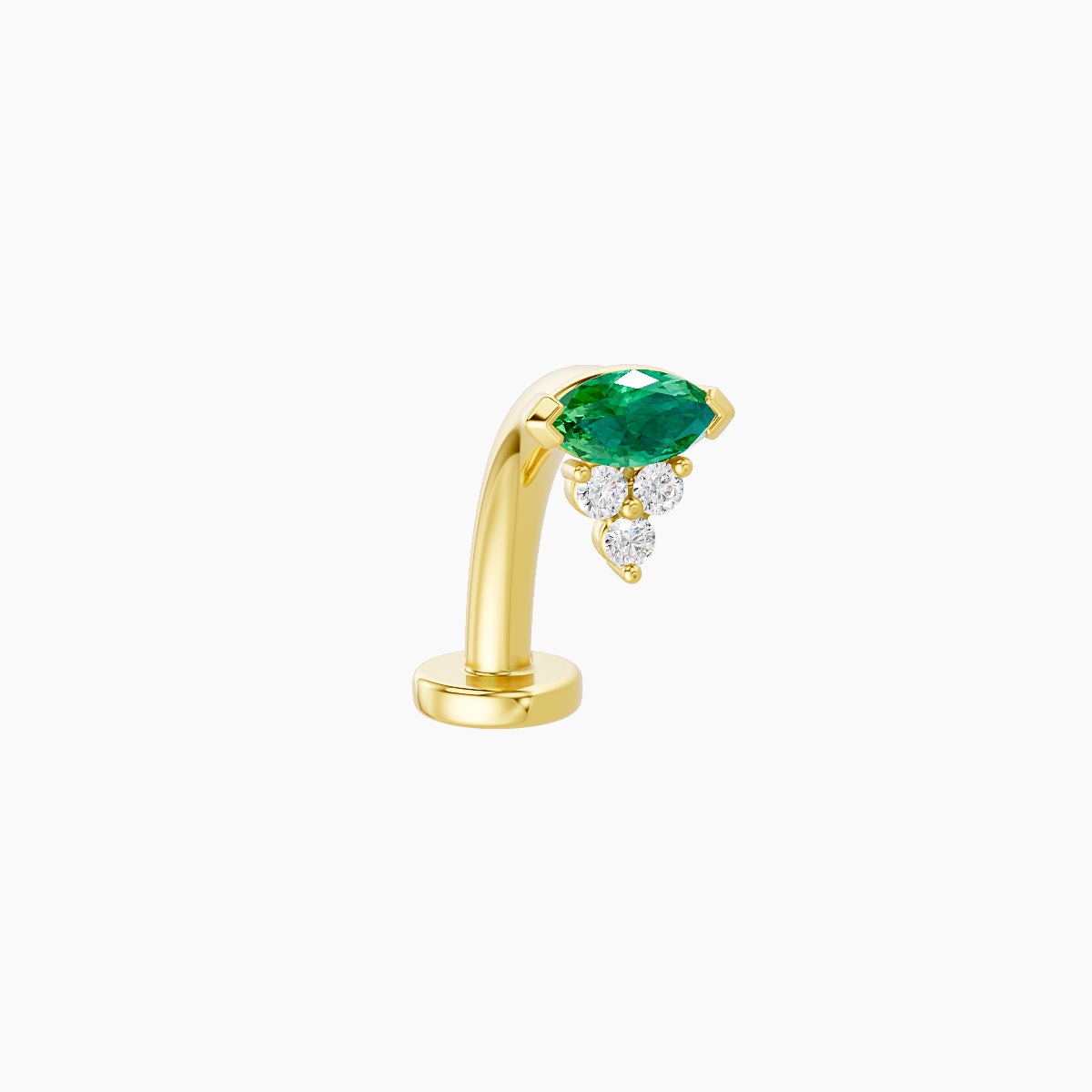 Oya | 18k Yellow Gold 10 mm 5 mm Emerald & Diamond Floating Navel Piercing