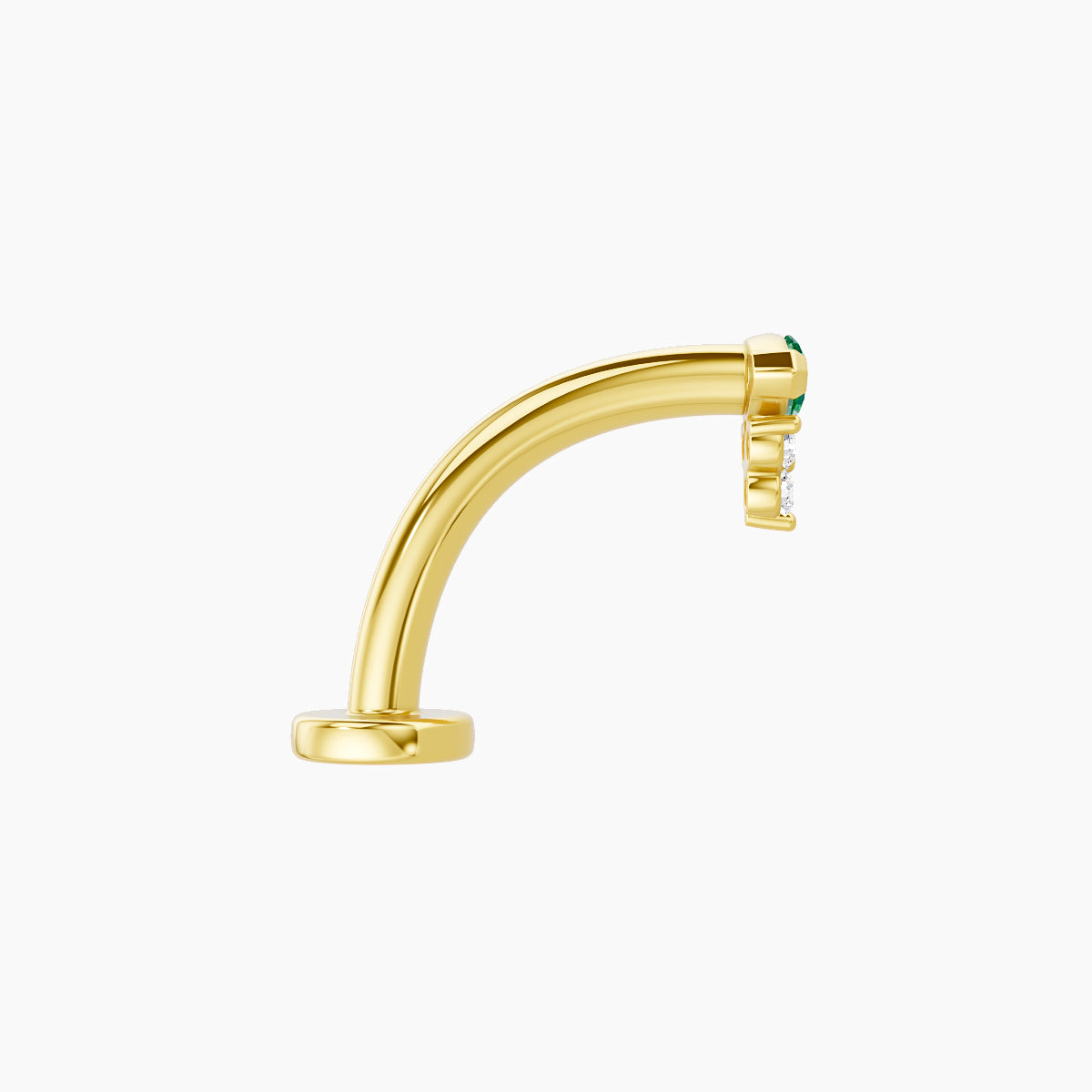 Oya | 18k Yellow Gold 10 mm 5 mm Emerald & Diamond Floating Navel Piercing