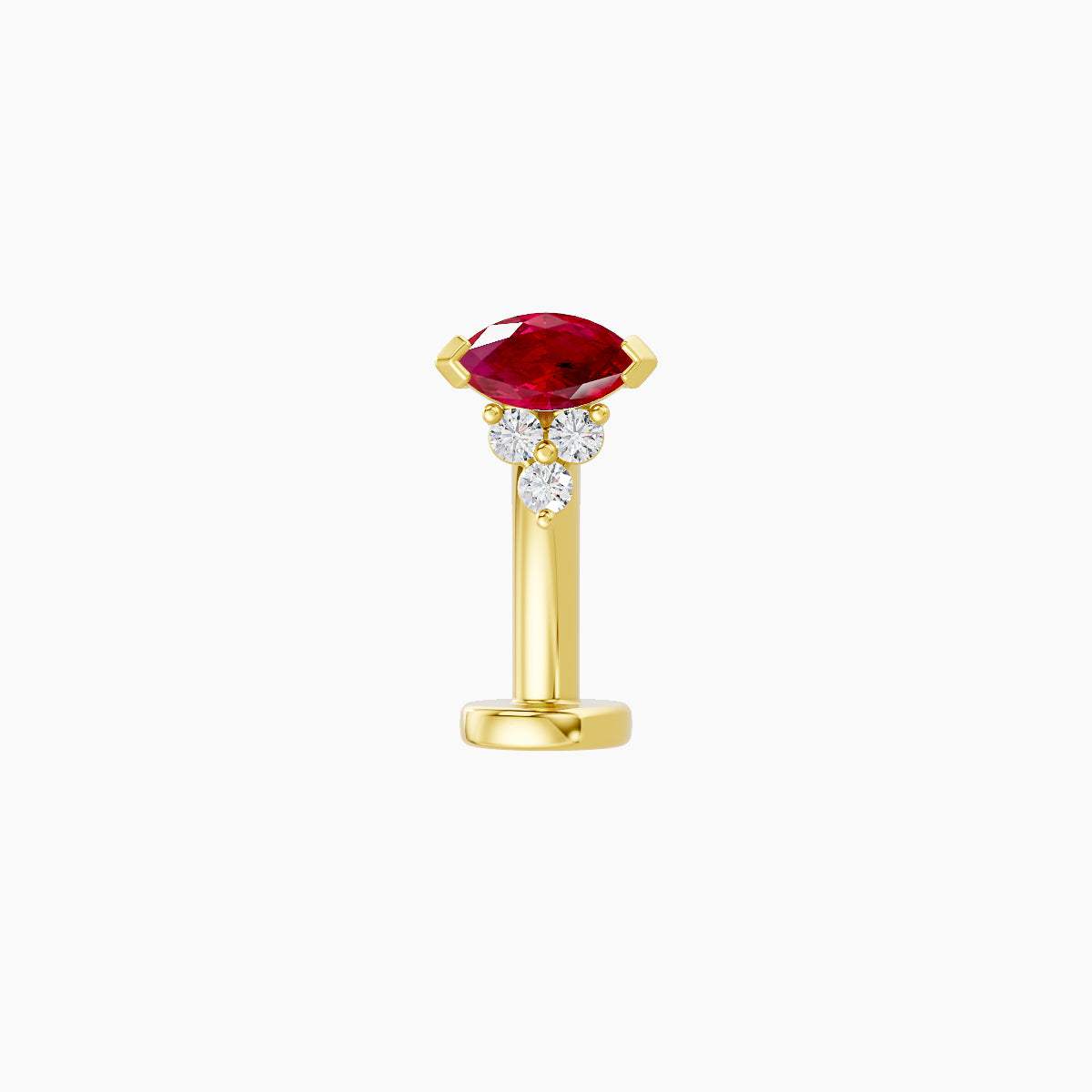 Oya | 18k Yellow Gold 10 mm 5 mm Ruby & Diamond Floating Navel Piercing