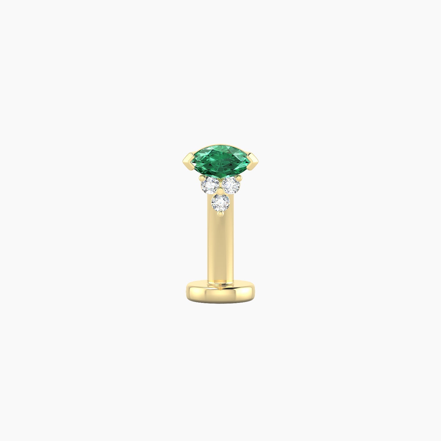 Oya | 18k Yellow Gold 10 mm 5 mm Emerald & Diamond Floating Navel Piercing