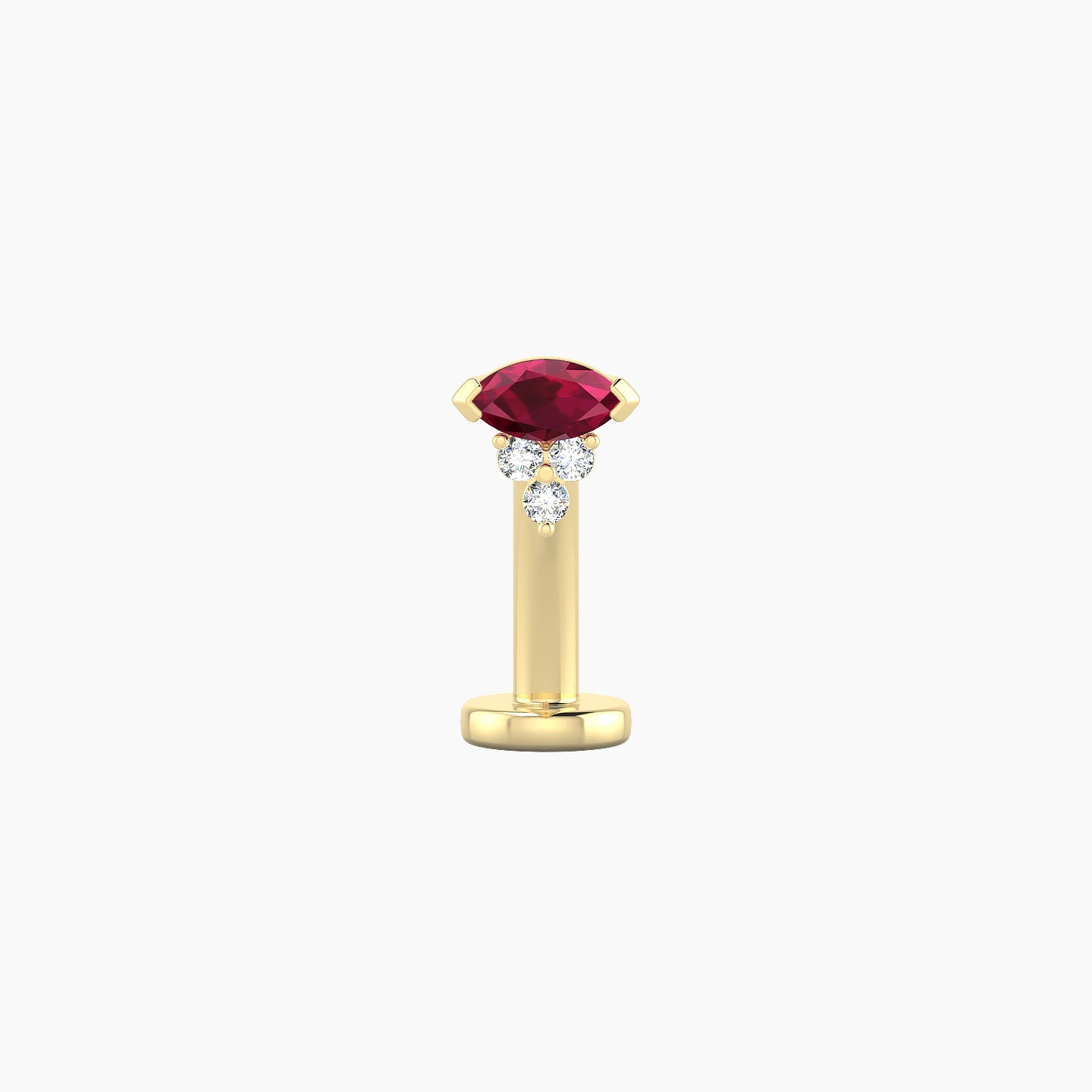 Oya | 18k Yellow Gold 10 mm 5 mm Ruby & Diamond Floating Navel Piercing
