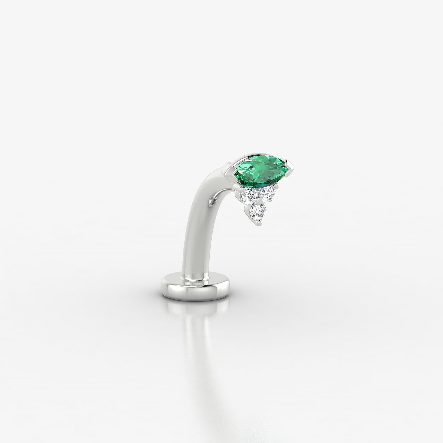 Oya | 18k White Gold 10 mm 5 mm Emerald & Diamond Floating Navel Piercing