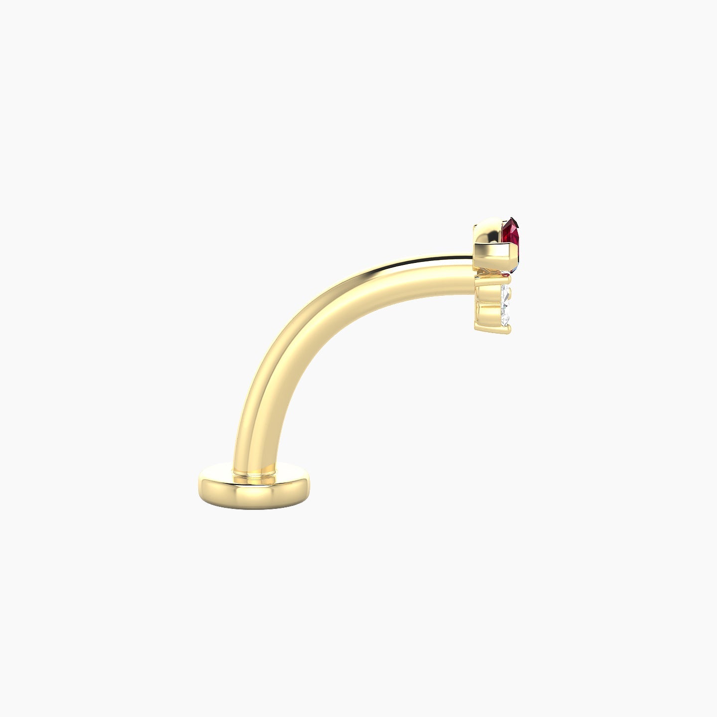 Oya | 18k Yellow Gold 10 mm 5 mm Ruby & Diamond Floating Navel Piercing