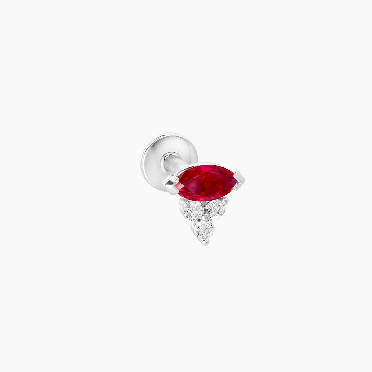 Oya | 18k White Gold 5 mm 5 mm Ruby & Diamond Nose Piercing