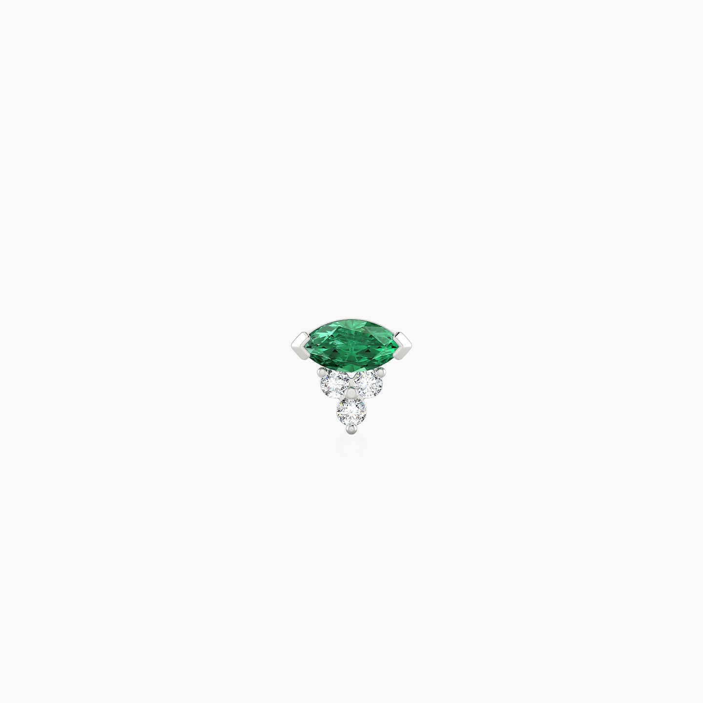 Oya | 18k White Gold 5 mm 5 mm Emerald & Diamond Nose Piercing