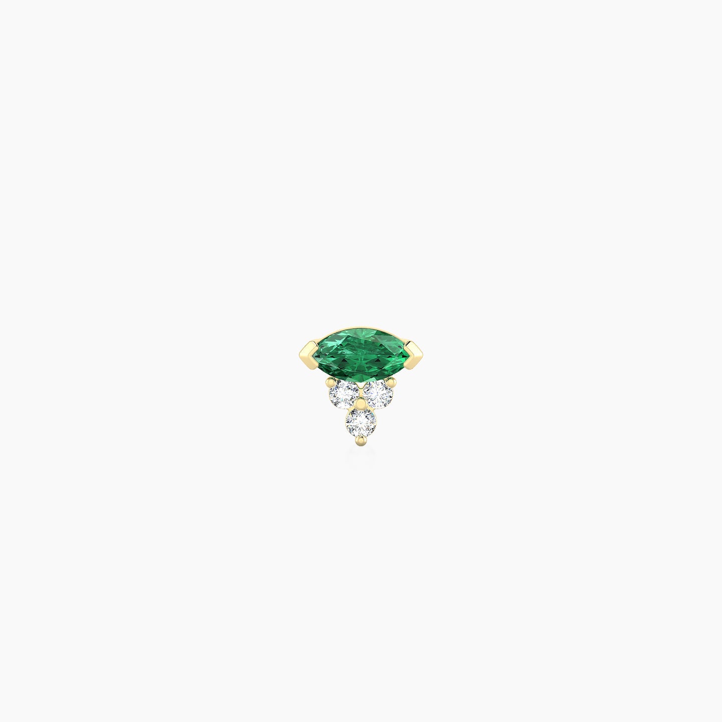 Oya | 18k Yellow Gold 5 mm 5 mm Emerald & Diamond Nose Piercing