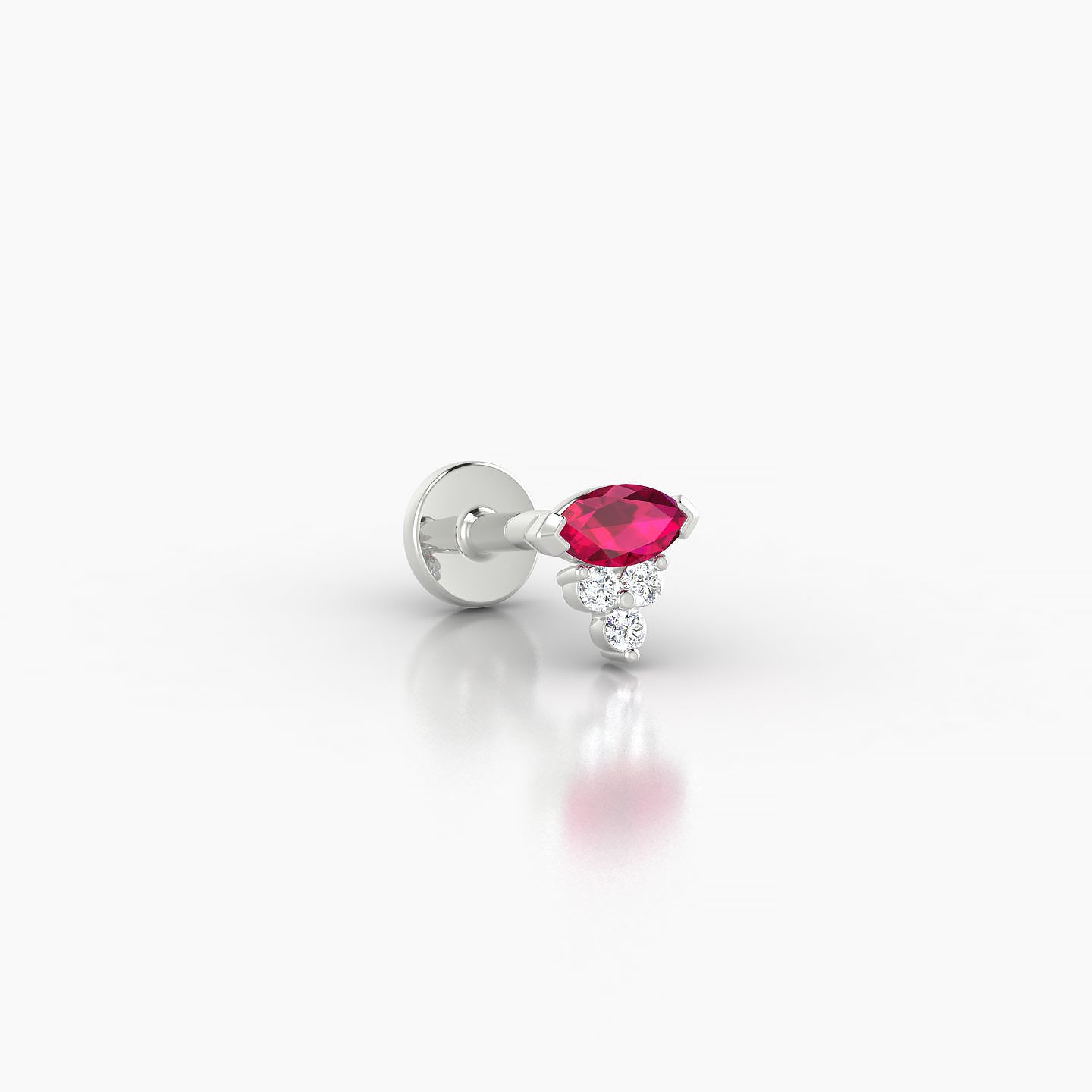 Oya | 18k White Gold 5 mm 5 mm Ruby & Diamond Nose Piercing
