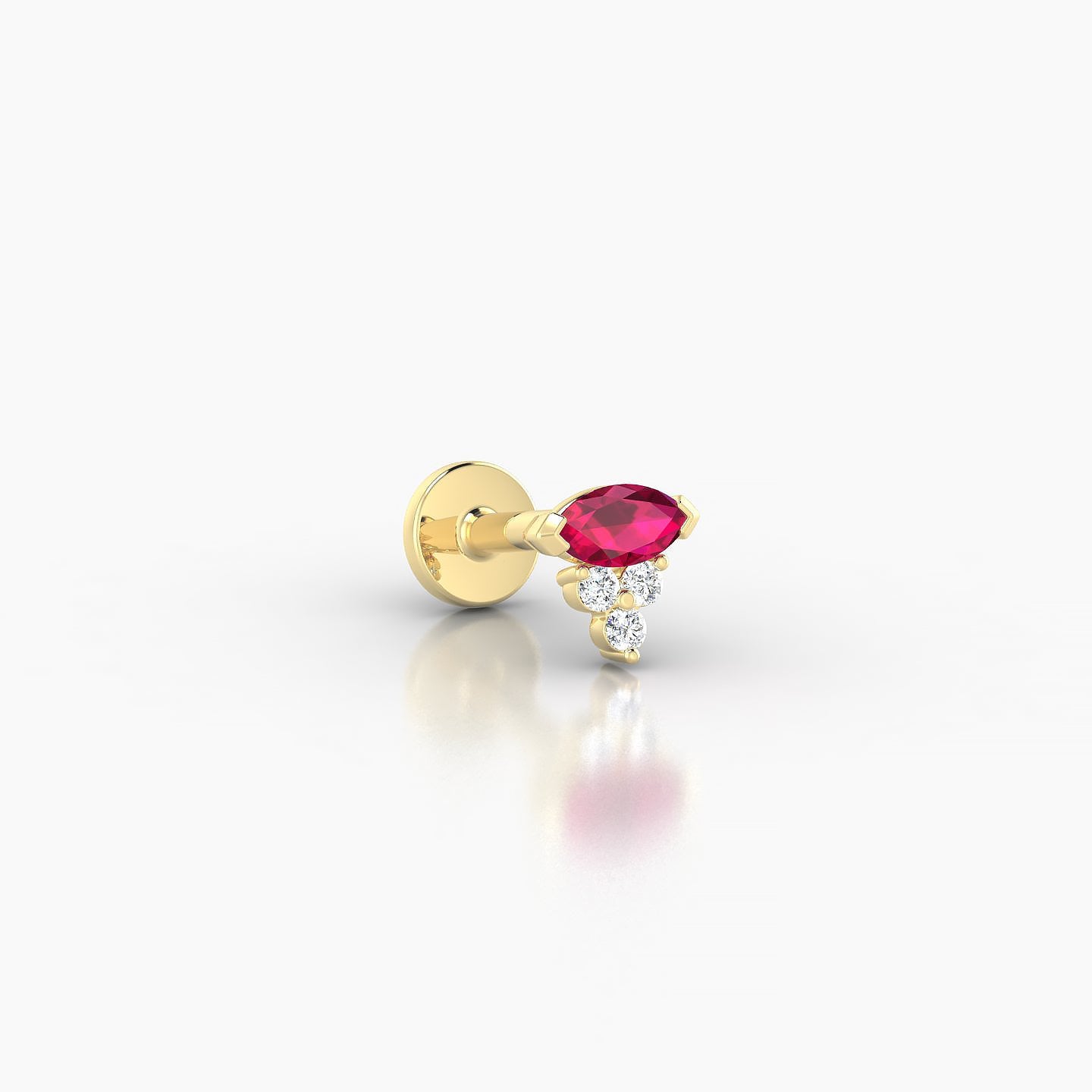 Oya | 18k Yellow Gold 5 mm 5 mm Ruby & Diamond Nose Piercing