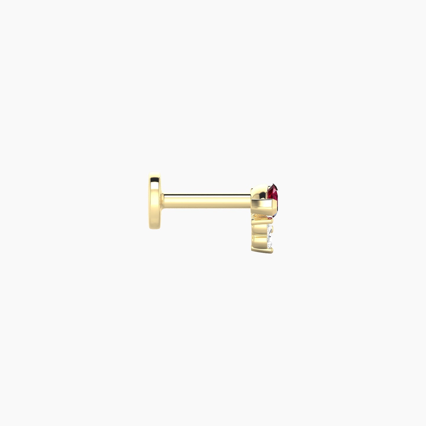 Oya | 18k Yellow Gold 5 mm 5 mm Ruby & Diamond Nose Piercing