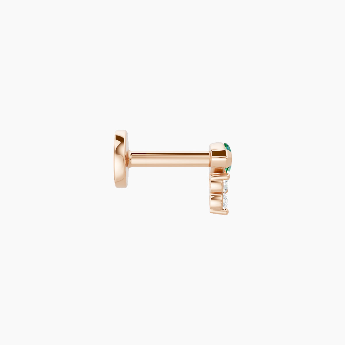 Oya | 18k Rose Gold 5 mm 5 mm Emerald & Diamond Piercing
