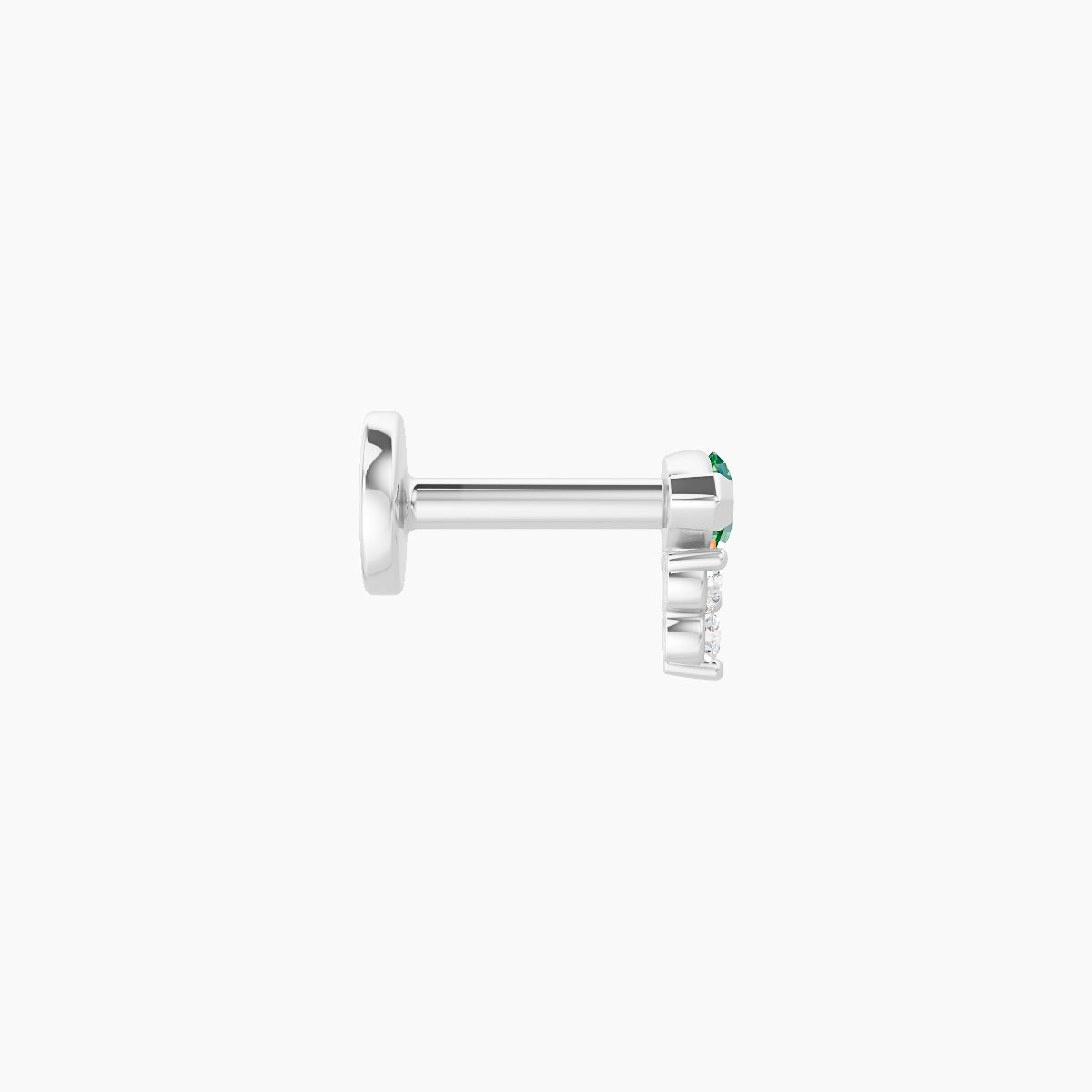 Oya | 18k White Gold 5 mm 5 mm Emerald & Diamond Piercing