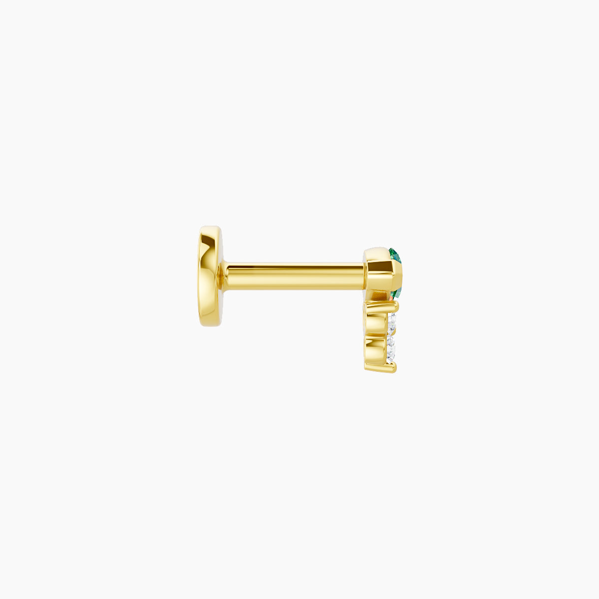 Oya | 18k Yellow Gold 5 mm 5 mm Emerald & Diamond Piercing
