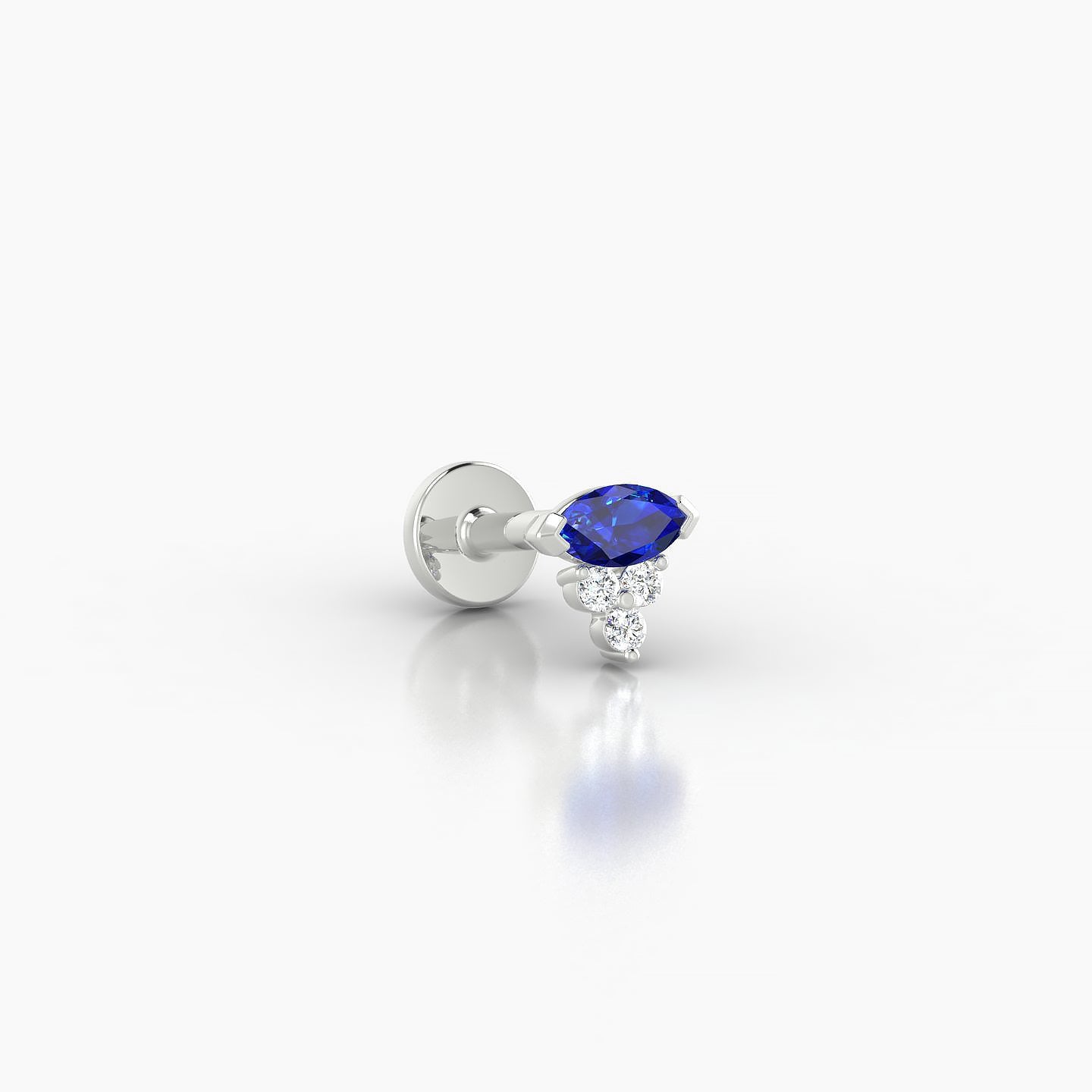 Oya | 18k White Gold 5 mm 5 mm Sapphire & Diamond Piercing