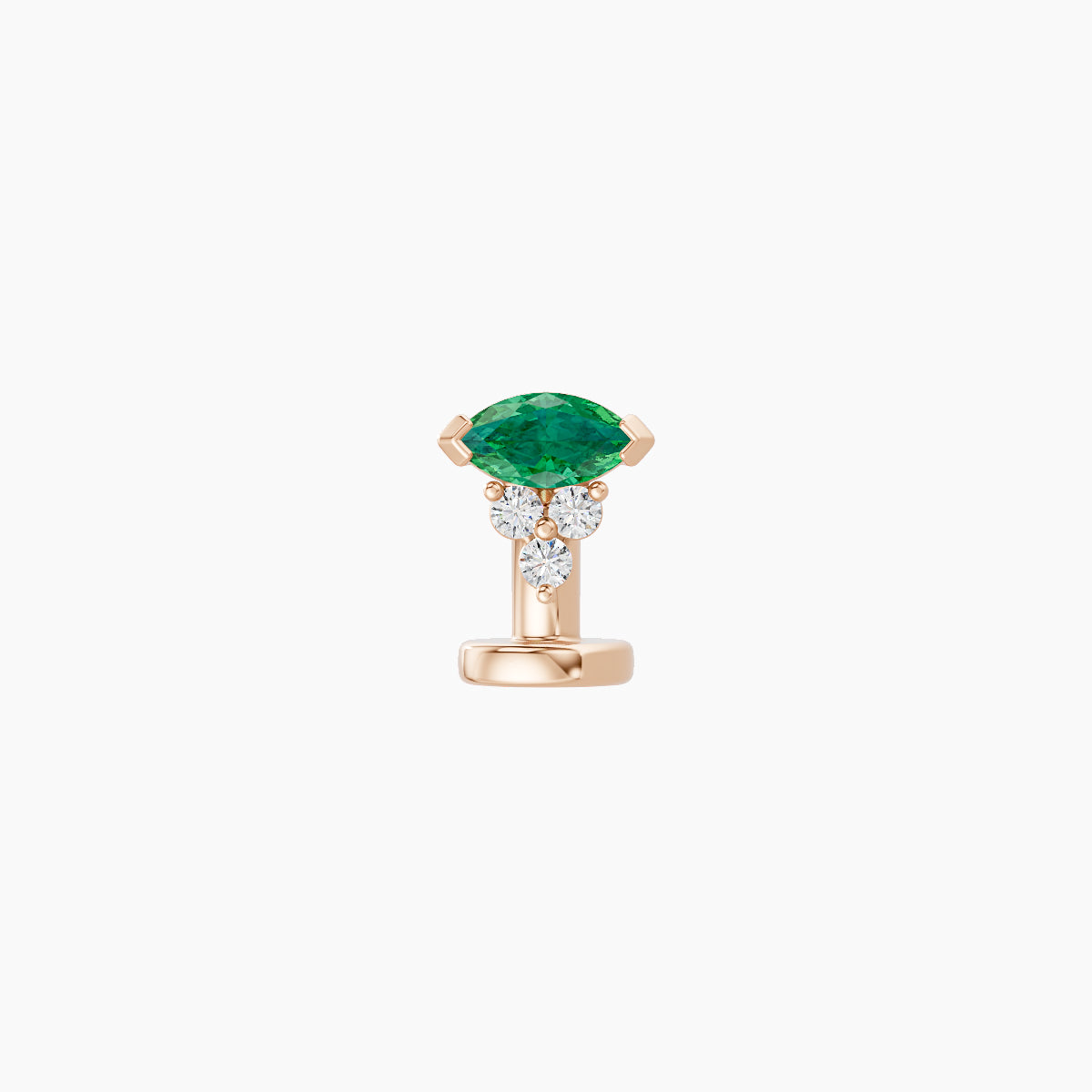 Oya | 18k Rose Gold 6 mm 5 mm Emerald & Diamond Floating Navel Piercing