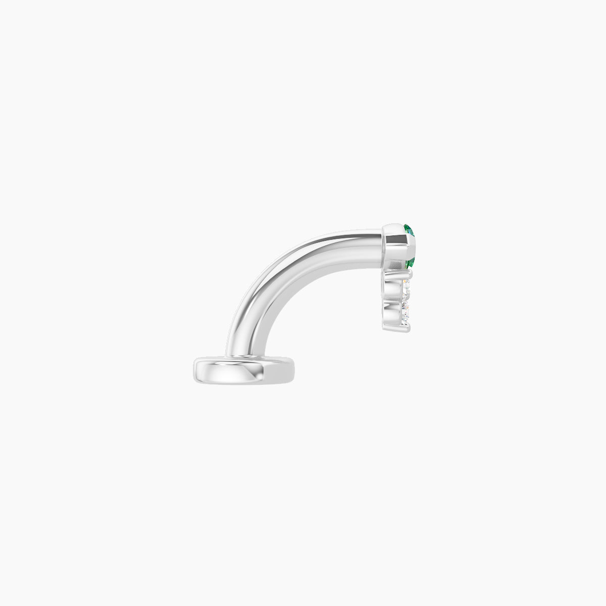 Oya | 18k White Gold 6 mm 5 mm Emerald & Diamond Floating Navel Piercing