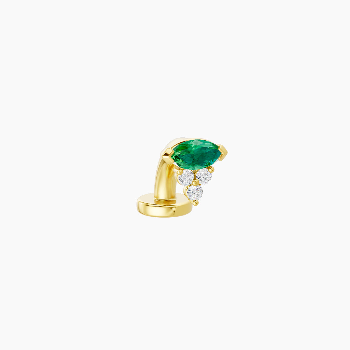 Oya | 18k Yellow Gold 6 mm 5 mm Emerald & Diamond Floating Navel Piercing