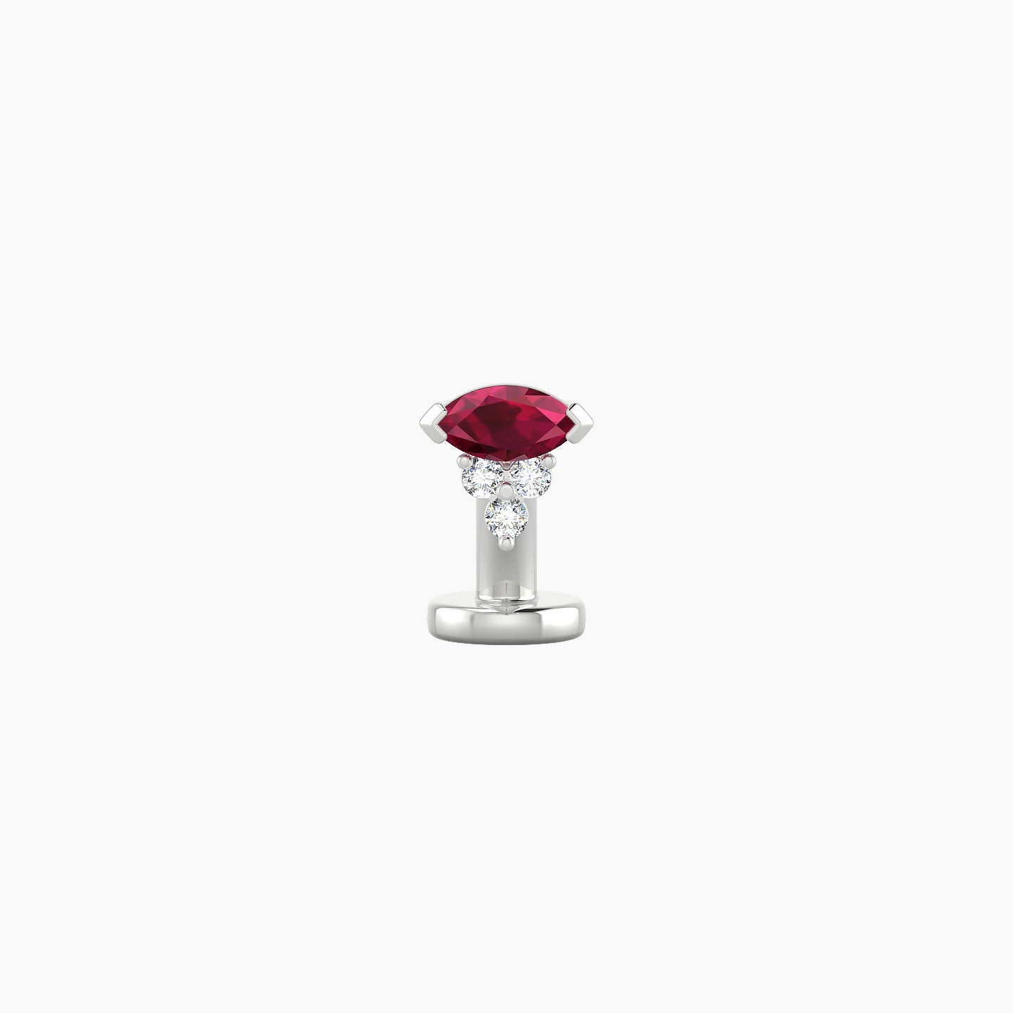 Oya | 18k White Gold 6 mm 5 mm Ruby & Diamond Floating Navel Piercing