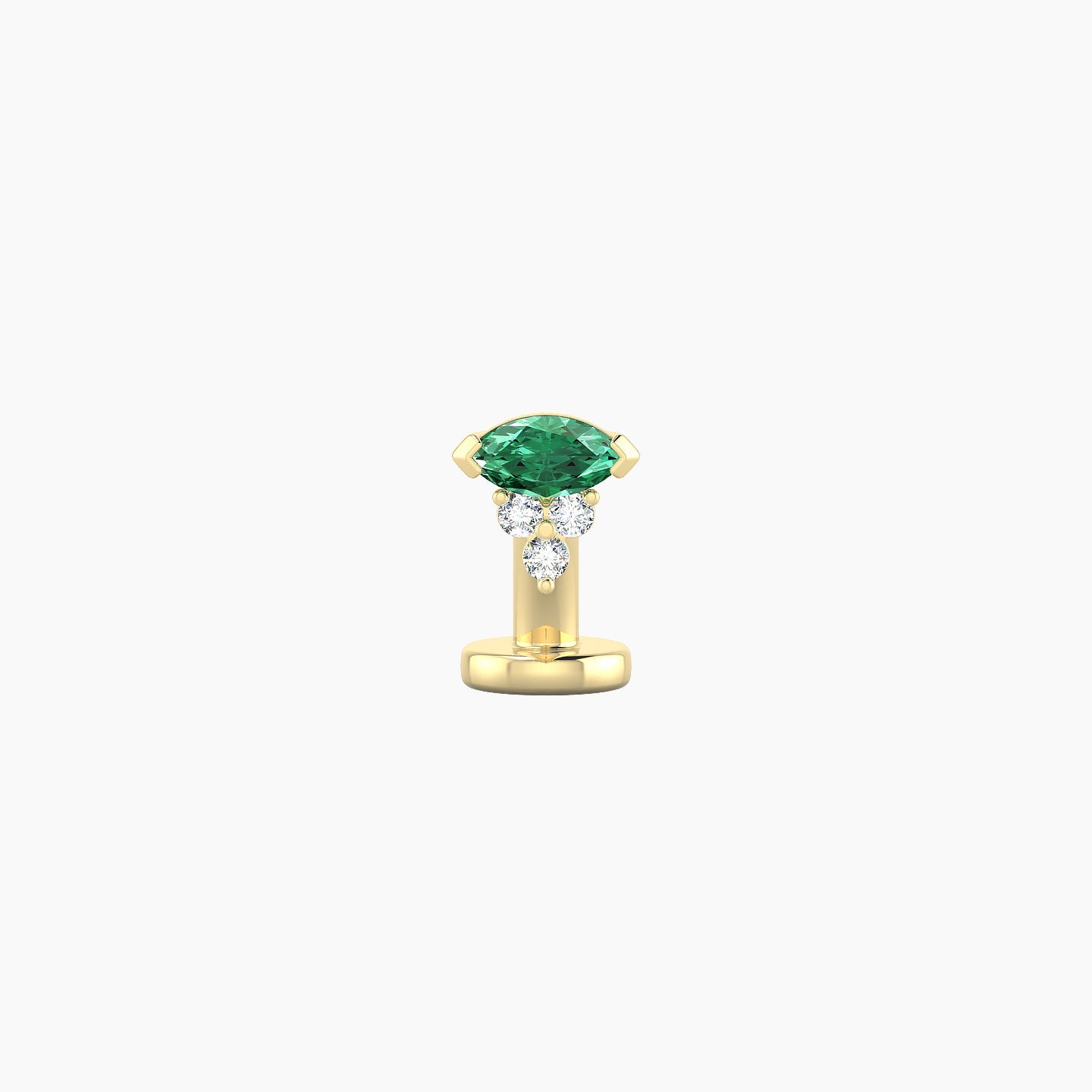 Oya | 18k Yellow Gold 6 mm 5 mm Emerald & Diamond Floating Navel Piercing