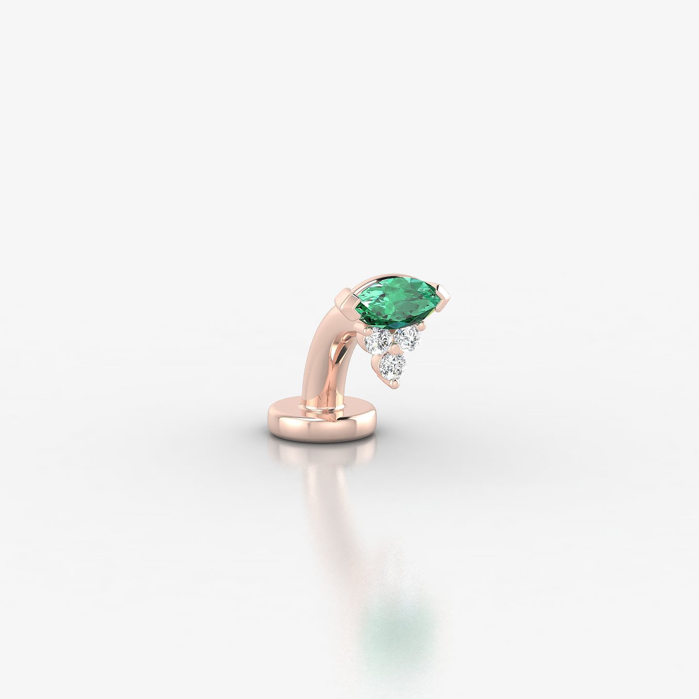 Oya | 18k Rose Gold 6 mm 5 mm Emerald & Diamond Floating Navel Piercing