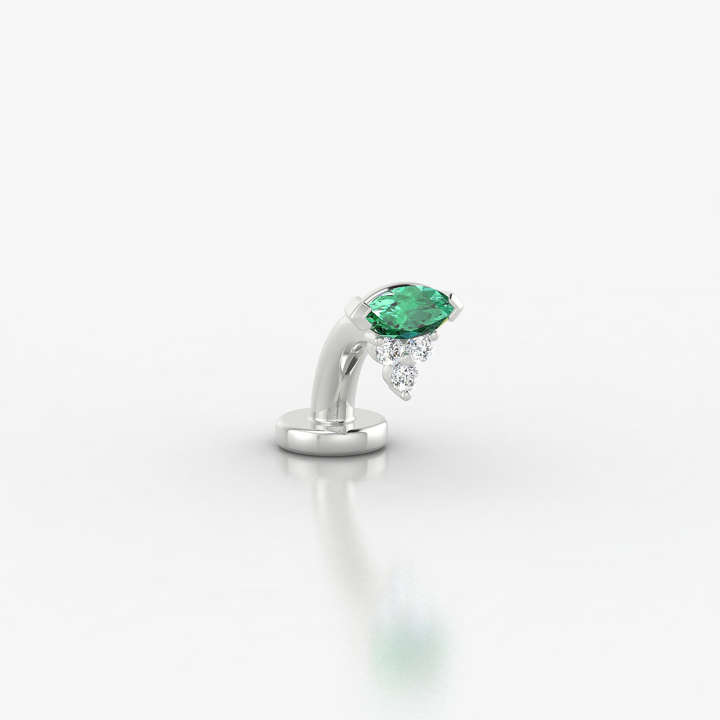 Oya | 18k White Gold 6 mm 5 mm Emerald & Diamond Floating Navel Piercing