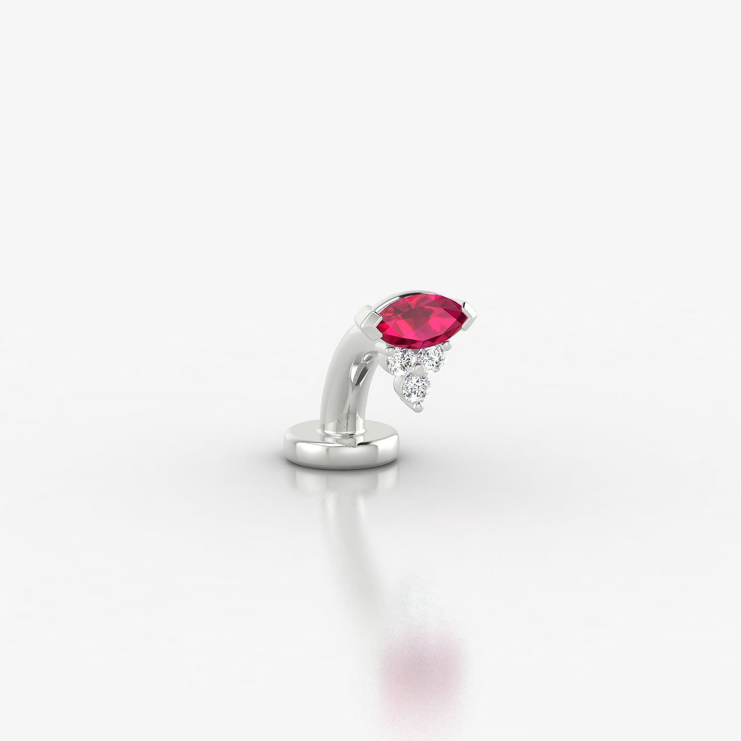 Oya | 18k White Gold 6 mm 5 mm Ruby & Diamond Floating Navel Piercing