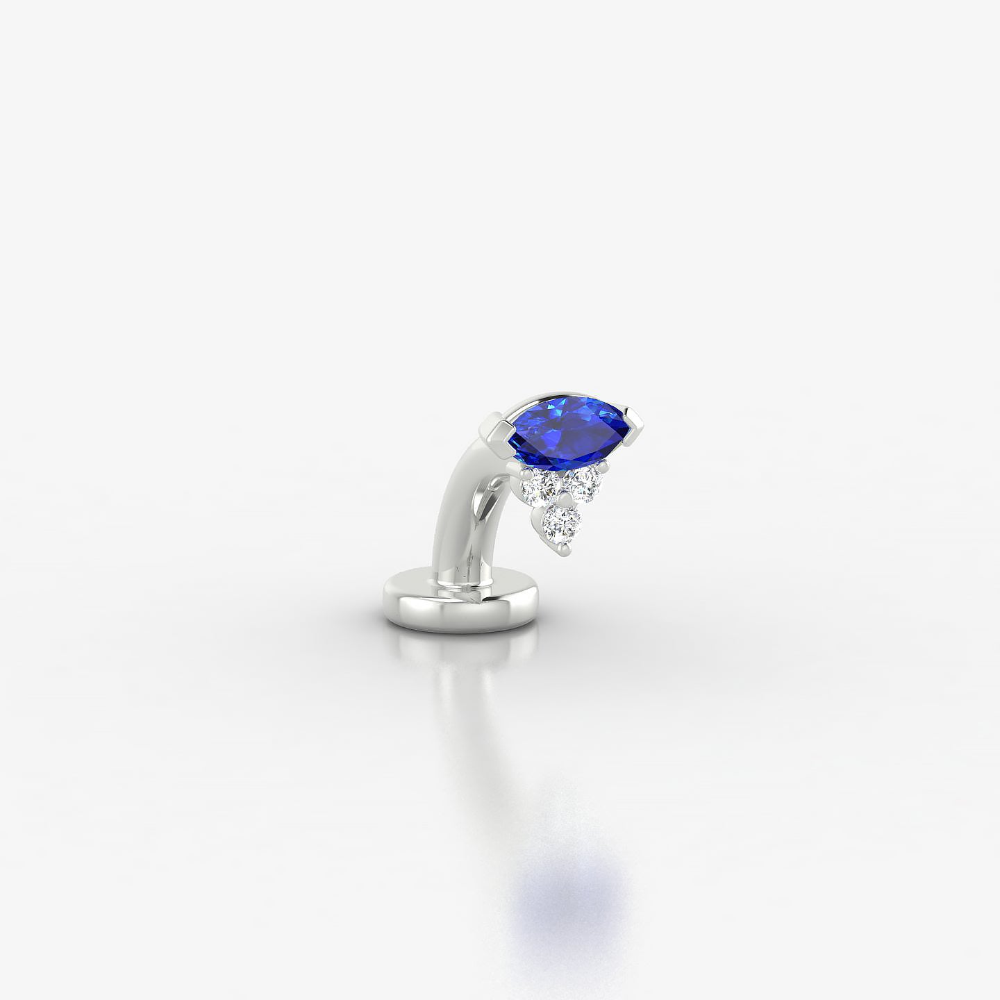 Oya | 18k White Gold 6 mm 5 mm Sapphire & Diamond Floating Navel Piercing