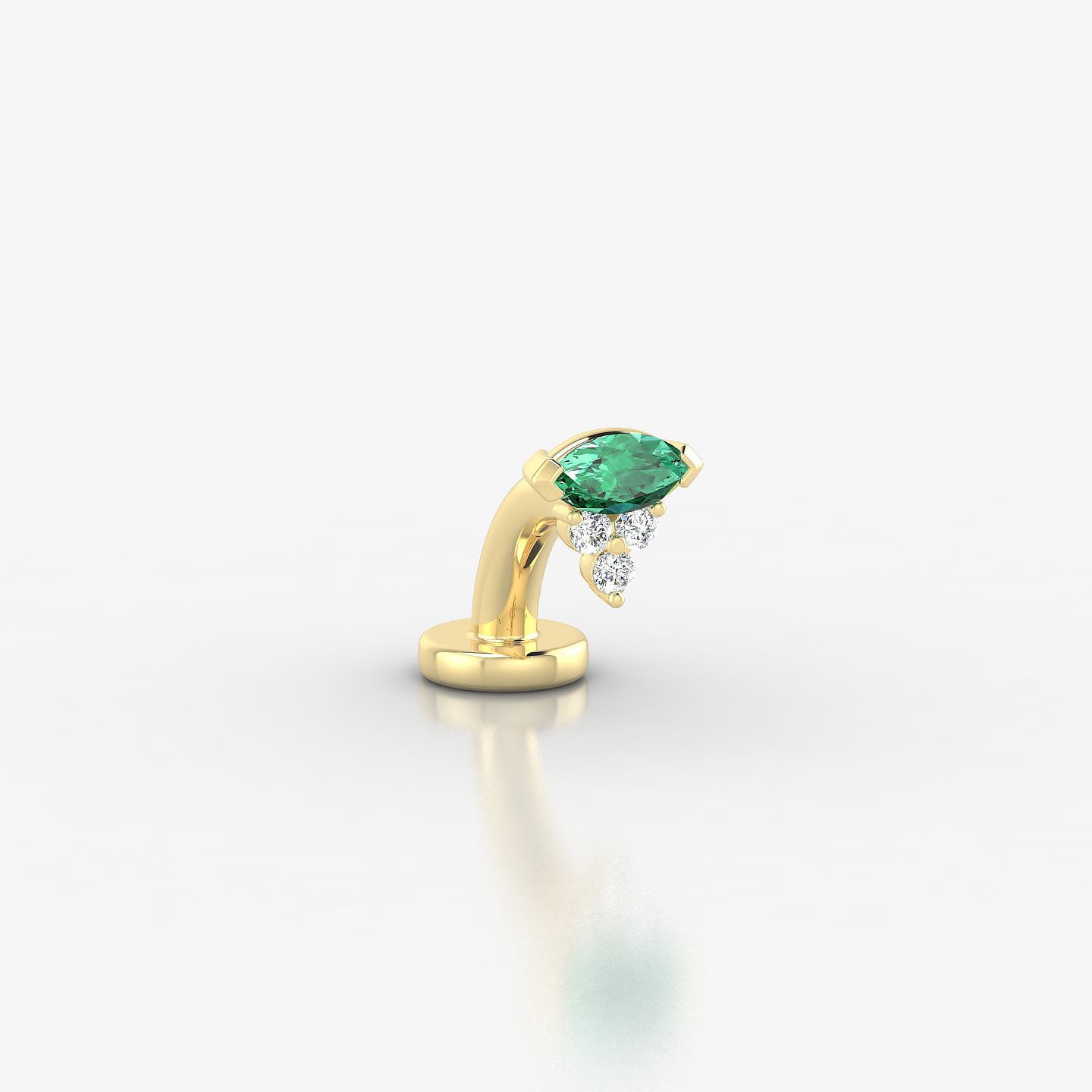 Oya | 18k Yellow Gold 6 mm 5 mm Emerald & Diamond Floating Navel Piercing