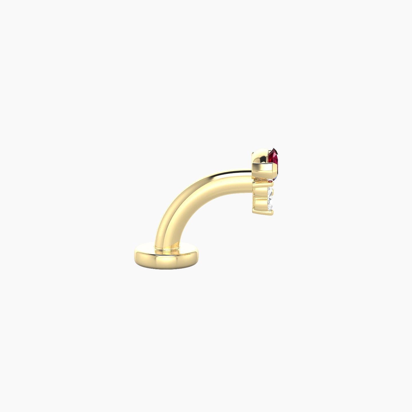 Oya | 18k Yellow Gold 6 mm 5 mm Ruby & Diamond Floating Navel Piercing
