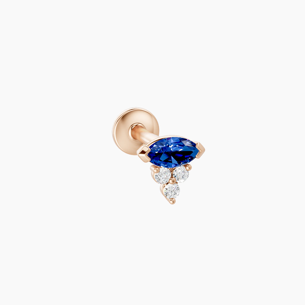 Oya | 18k Rose Gold 6.5 mm 5 mm Sapphire & Diamond Nose Piercing