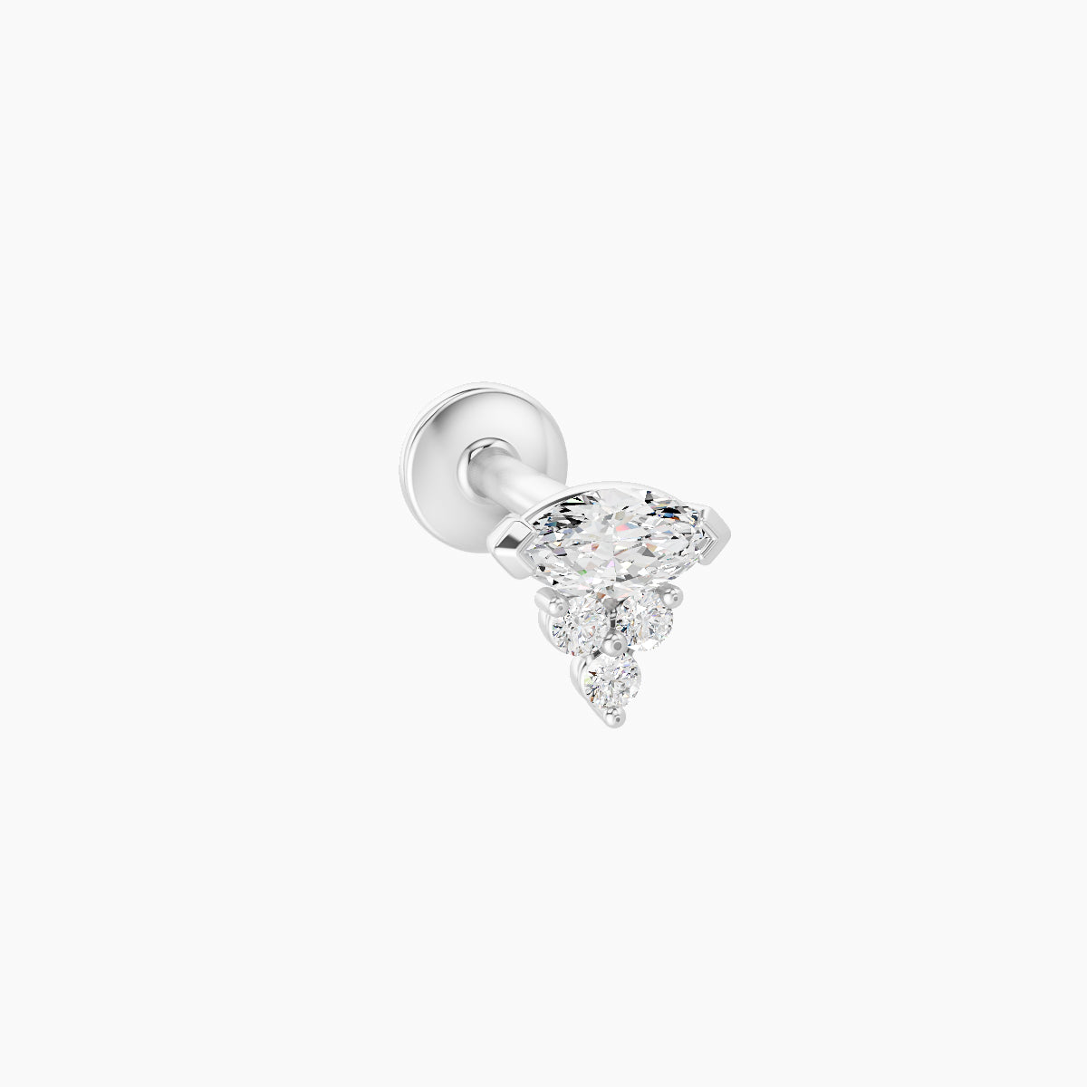 Oya | 18k White Gold 5 mm 6.5 mm Diamond Nose Piercing