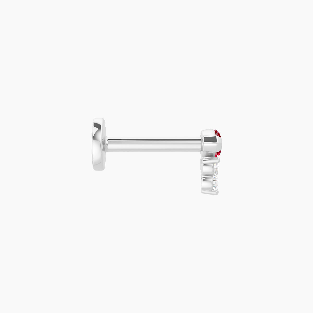 Oya | 18k White Gold 6.5 mm 5 mm Ruby & Diamond Nose Piercing