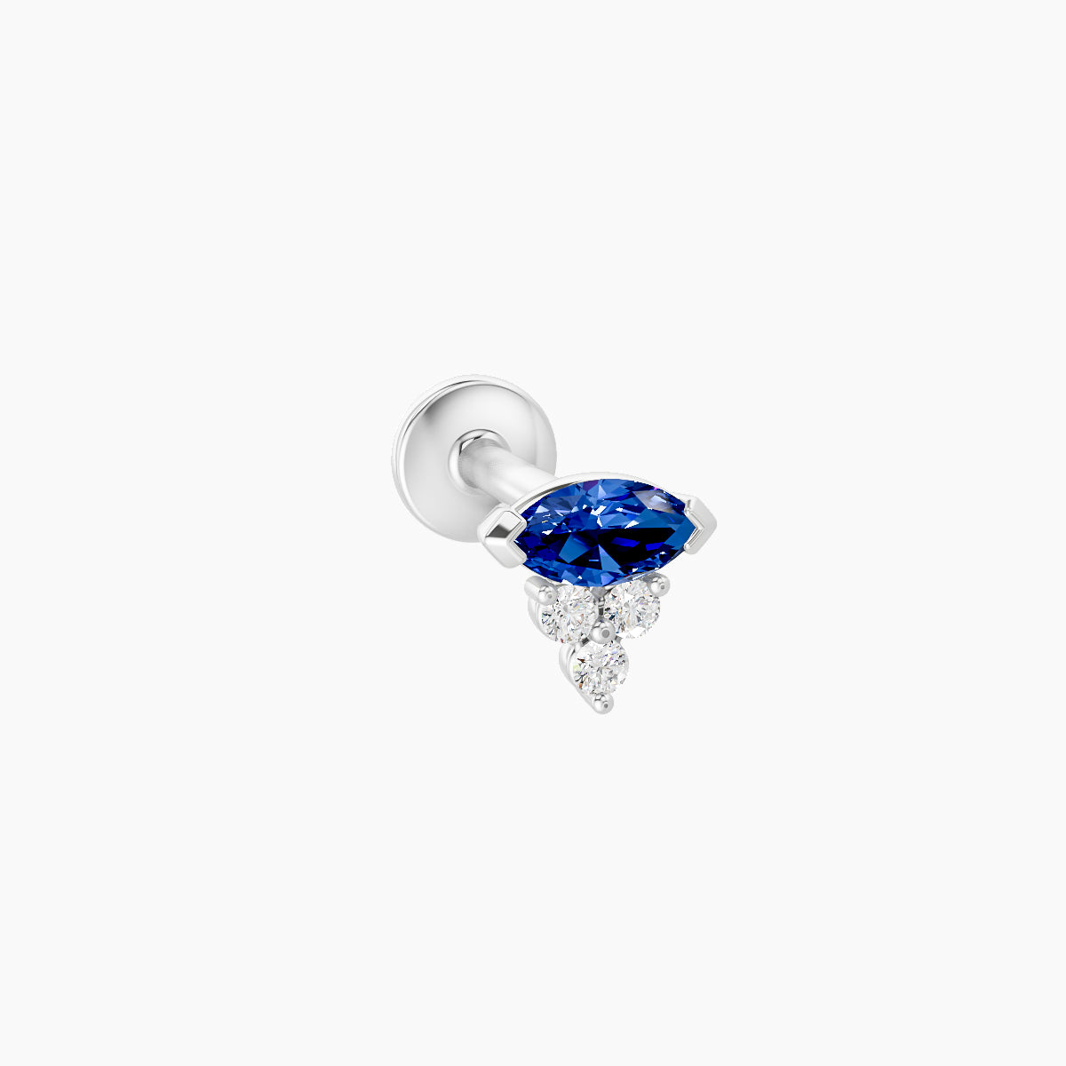 Oya | 18k White Gold 6.5 mm 5 mm Sapphire & Diamond Nose Piercing