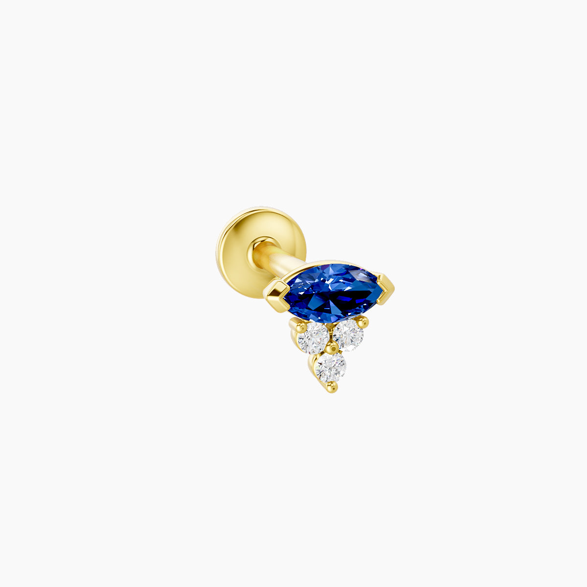 Oya | 18k Yellow Gold 6.5 mm 5 mm Sapphire & Diamond Nose Piercing