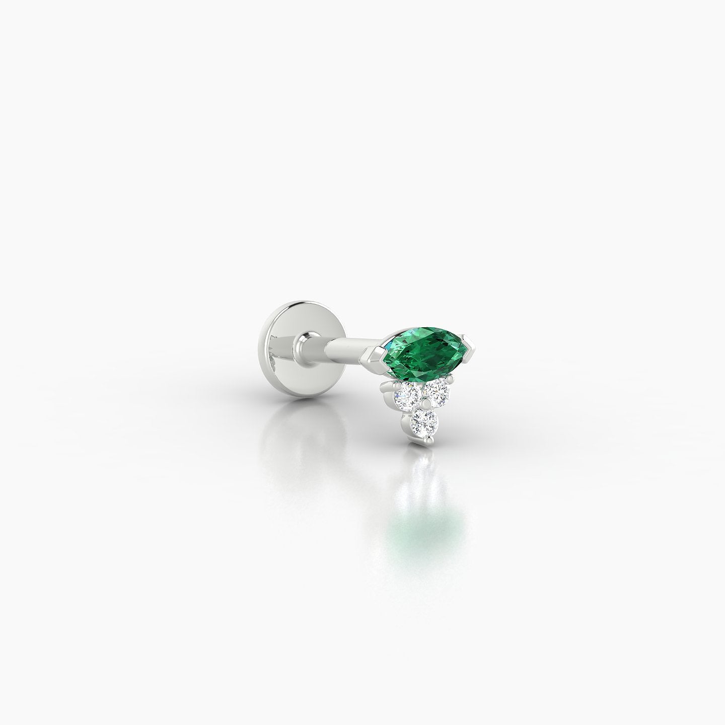 Oya | 18k White Gold 6.5 mm 5 mm Emerald & Diamond Nose Piercing