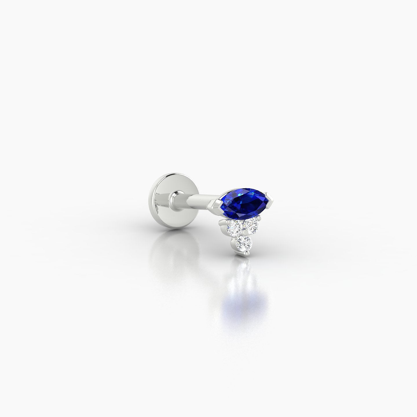 Oya | 18k White Gold 6.5 mm 5 mm Sapphire & Diamond Nose Piercing