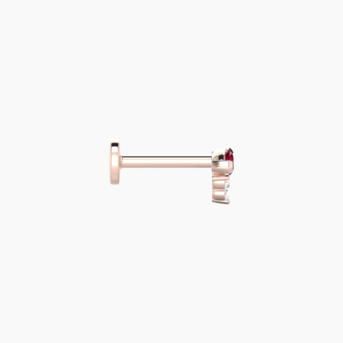 Oya | 18k Rose Gold 6.5 mm 5 mm Ruby & Diamond Nose Piercing