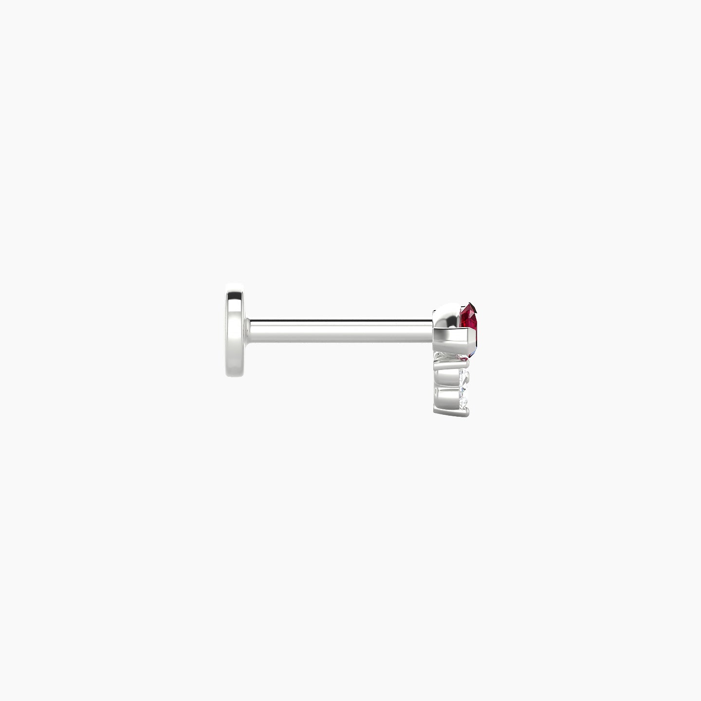 Oya | 18k White Gold 6.5 mm 5 mm Ruby & Diamond Nose Piercing